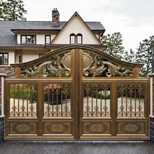 Modern Wrought Iron and Aluminum Alloy Courtyard Swing Gate for Villa