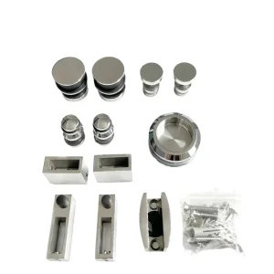 Modern Zinc Alloy Bathroom Sliding Glass Door Fittings Set Waterproof Hardware