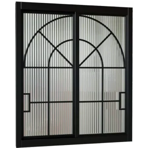 Modern design customized black arch sliding windows black door system two leaf casement window for home