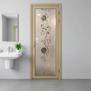 Moisture Proof Minimalist Double Deer Circular Privacy Art Glass Metal Handle Bathroom Door