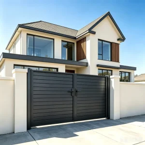 Motorized Aluminum Swing Gate for Villa Main Entrance or Driveway, Automatic Remote Control