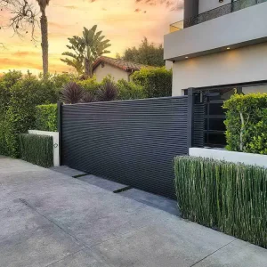 Motorized Sliding and Double Swing Aluminum Alloy Gate with Yard Fence, Australia Style, Powder Coated