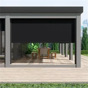 Motorized Windproof Transparent Zip Screen Roll-Up Shade for Outdoor Gazebo