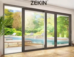 NFRC AS2047 Slim-Frame Black Aluminum Double-Glazed Tempered Glass Hurricane-Impact Patio Sliding Door