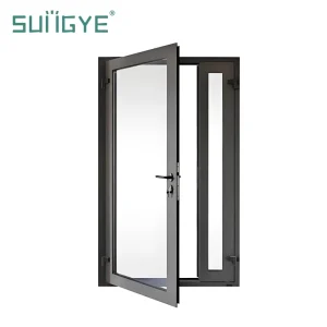 NFRC Black Aluminum Casement Door, Soundproof Tempered Glass, Factory Direct French Door for House Front Entry