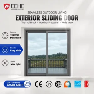 NFRC CSA Certified Aluminum Sliding Door Double Glazed Exterior Door for Balcony House Terrace