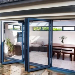 NFRC Certificate Thermal Break Aluminum Heavy Duty Accordion Door Exterior Bifold Doors With Retractable Fly Screen