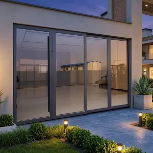 NFRC Certified Black Aluminum French Grid Interior Glass Sliding Door Slim Frame