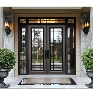 NFRC Customized Hurricane Impact Glass Hinge Door 90PSF High Impact Swing Door Patio Door With Grills