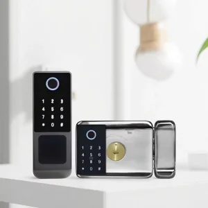 NT03 Tuya App Waterproof Double Fingerprint Digital Key Code Electronic Rim Lock