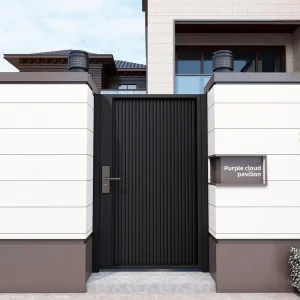New Chinese Style Aluminum Alloy Anti-UV Courtyard Gate Rural Self-Built Houses Outdoor Electric Sliding 3D Modeling