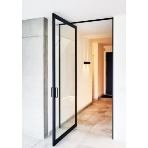 New Design and Tempered Glass Aluminium Pivot Front Door With Big Panel Glass