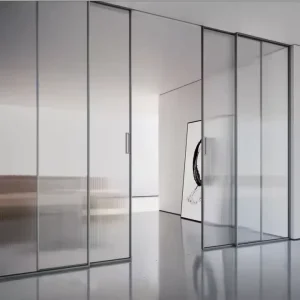 No Bottom Track Design 4 Panel Sliding Door Residential Interior Narrow Frame Aluminum Sliding Door Soft Closing Glass Door