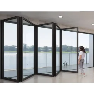 Non-Thermal Break Aluminum Bifold Patio Glass Folding Door for Exterior Applications
