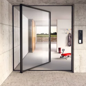 North American Style Big Panel Tempered Glass Aluminium Modern Entry Front Pivot Doors