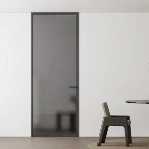 OEM Interior Front Entry Doors Aluminum Frosted Glass Swing Door with Finished Surface for Houses Kitchen Villa Bathroom