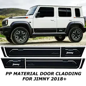 Off-Road Side Door Cladding PP Black Door Trim Panel Cover for Jimny JB74 JB64 4PCS