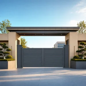 Outdoor Aluminum Alloy Electric Windproof Suspension Folding Villa Entrance Gate