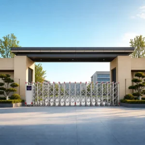 Outdoor Anti-Rust Electric Aluminum Alloy Telescopic Retractable Gate for Institutional Buildings