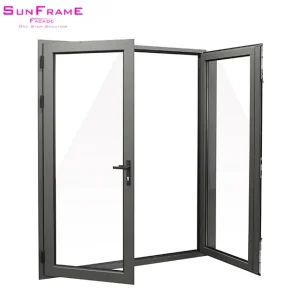 Outdoor Double Glass Swing Door, Residential Aluminum Alloy Entrance Door for Villa or Apartment
