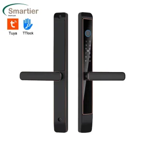 Outdoor Electric Fingerprint Door Handle Lock Digital WiFi Slim Aluminum Door Lock