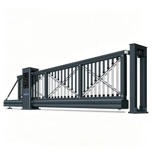 Outdoor Iron and Aluminum Black Cantilever Sliding Gate for House