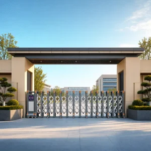 Outdoor Security Aluminum Alloy Electric Telescopic Retractable Gate with Remote Control for Government Use