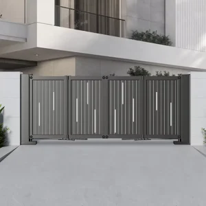 Outdoor Swing Aluminum Fence Gate for Villa Apartment Main Entry Modern Automatic Suspended Folding Gate for House
