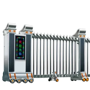 Outdoor Waterproof Electric Sliding Double Door Stainless Steel Retractable Gate for Hotel