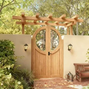 Painted Wrought Iron Waterproof Side-Opening Outdoor Garden Courtyard Gate