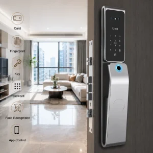 Palm Vein Scanner Aluminum Alloy Smart Door Lock for Glass Doors with 3D Face Recognition and Cloud Storage