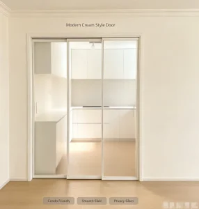 Panel Sliding Aluminum Door Tempered Glass Interior Door Water Resistant for Kitchen Entry Closet Balcony