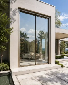 Panoramic Sliding Door with Slim Minimalist Frame Safety Glass for Contemporary Modern Architectural Projects