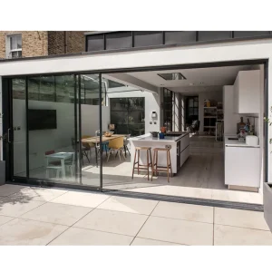 Panoramic Thermal Break Aluminum Tempered Glass Sliding Patio Door for Balcony, Energy Efficient