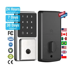 Password Digital Deadbolt Smart Door Lock with Key and Wi-Fi for Hotel, Wood, Aluminum and Stainless Steel Doors