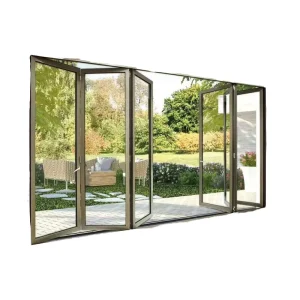 Patio Bi-Fold Glass Door with Aluminum Frame for Exterior Use with Thermal Insulation