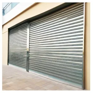 Perforated Galvanized Steel Roller Shutter Door, Storefront Security Shutter with Small Holes, Punched Steel Rolling Door