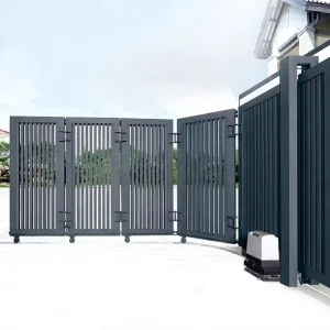 Pillar free 90 Degree Corner Sliding Gate L shaped Track Turning Gate for Balcony Courtyard Residential Space Saving Fence Gate
