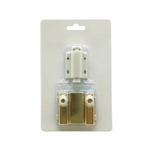 Plastic Single Glass Door Push-to-Open Magnetic Touch Latch, Gold Finish, Adjustable Pivot Hinges and Handle Set
