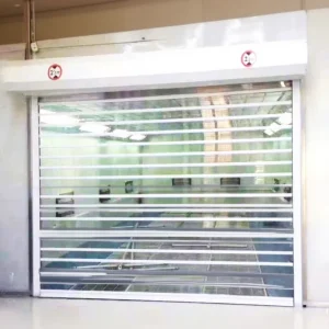 Polycarbonate Bulletproof Rolling Shutter Door Transparent Waterproof Motorized Entry Door ISO9001 CE Certification