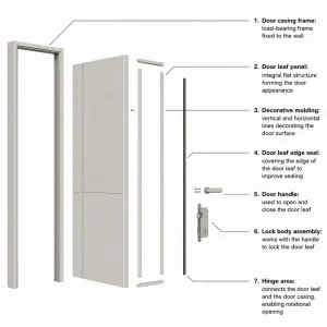 Polymer Interior Door for Hotel Apartment Bedroom Modern Design Sound Insulation Finished Surface