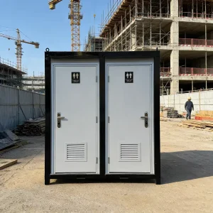 Portable Outdoor Bathroom with Integrated Toilet and Shower Sandwich Panel Construction for Parks and Campsites