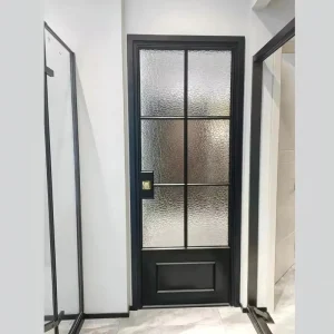 Postmodern Aluminum Alloy Swing Door with Magnetic Screen and Opaque Frosted Glass for Bedroom, Bathroom, or Kitchen