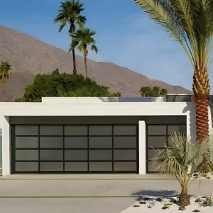 Postmodern Frosted Glass Garage Door Fiberglass Screen Hotels Villas Exterior Use Noise Reduction Water Resistant Folding