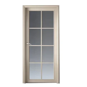Powder-Coated Aluminum Double Swing Exterior Security Door with Frosted Glass