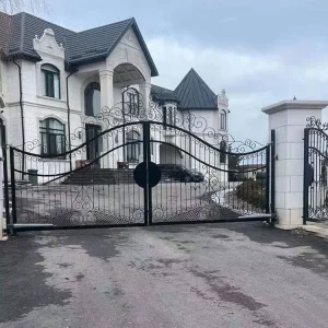 Powder-Coated Metal Swing Driveway and Yard Gate, Single or Bi-Parting