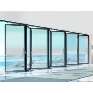 Premium Aluminum Glass Double Tempered Glass Thermal Insulation Anti-pinch Soundproof Folding Doors Minimalist Outdoor Courtyard