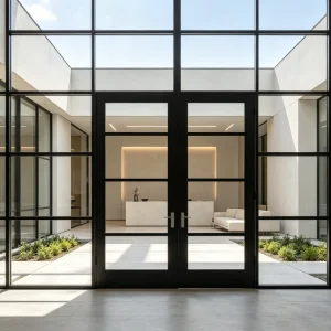 Professional Processing Factory Anti-UV Floor Double Leaf Glass Door Dust Block Door