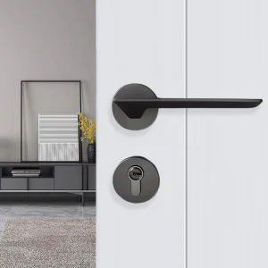 Pull Handle Door and Window Lever Lock Zinc Metal Matte Black Hotel