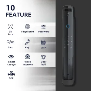 QA70 Smart Door Lock with 3D Face Recognition, Fingerprint, WiFi, Camera, Wood Door Compatibility